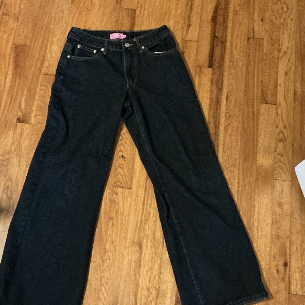Edikted Dark Black Wide-Leg Flare Jeans